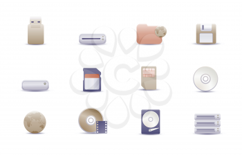 Royalty Free Clipart Image of Storage Device Icons