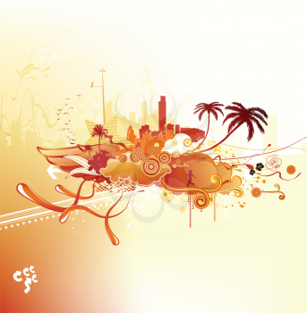 Royalty Free Clipart Image of an Urban Summer Background
