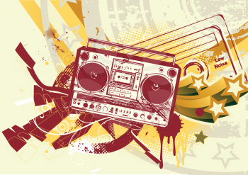 Royalty Free Clipart Image of a Boombox Background