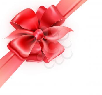 Vector illustration of gift wrapped white paper with a red ribbon and classic bow 