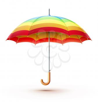 Vector illustration of classic elegant opened multicolored umbrella isolated on white background.