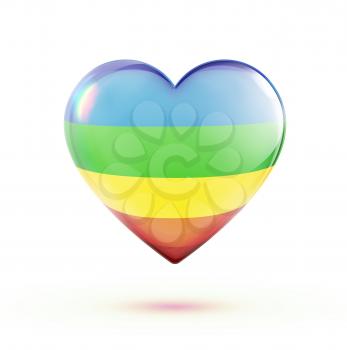Vector illustration of multicolored heart shape isolated on white background.