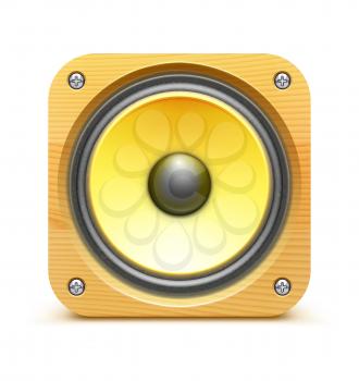 Vector illustration of detailed sound loud speaker icon on white background