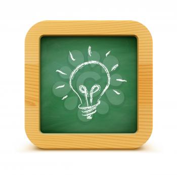 Vector illustration of new idea concept with green blackboard and light bulb