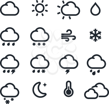 Vector illustration set of original mono weather icons