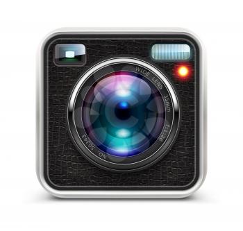Vector illustration of detailed icon representing cool photo camera with lens