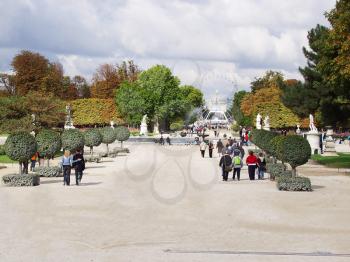 Royalty Free Photo of a Garden and Fountain in France
