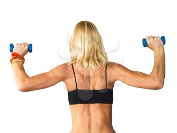 Royalty Free Photo of a Woman Using Dumbbells