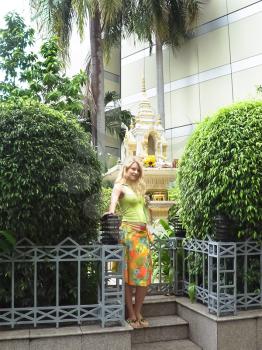 Royalty Free Photo of a Pregnant Woman at an Altar in Bangkok, Thailand