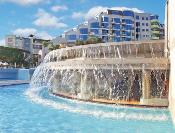 Royalty Free Photo of a Water Spa and Fountain at a Resort