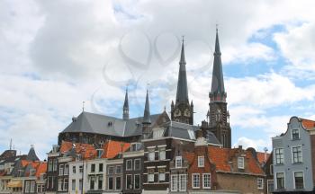 The central square in old  Delft. Netherlands