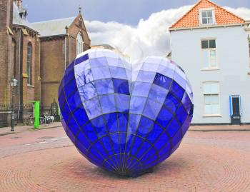 Abstract sculpture in the town square. Delft,  Netherlands