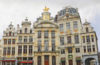 Brussels grand place building, Belgium  . Golden Sculpture