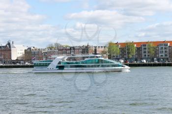 Tourist boat on the river Maas in Rotterdam. Netherlands