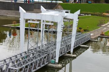 Miniature railway bridge in the park Madurodam. Netherlands, Den Haag.