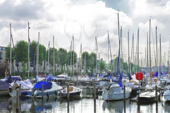 Boats at the marina Huizen. Netherlands