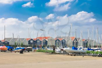 Boats at the marina Huizen. Netherlands 