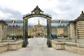 Gates to the museum complex Les Invalides in Paris