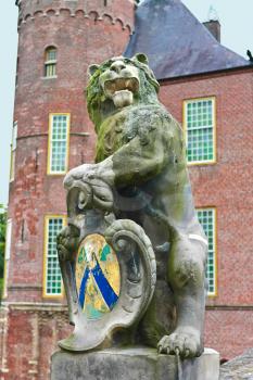 Lion statue in the castle Heeswijk. Netherlands