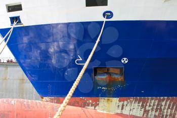 Bow on the repair in a shipyard