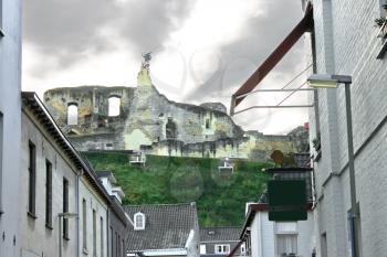 The ruins of an ancient castle in Valkenburg. Netherlands