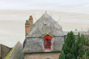 House at the abbey of Mont Saint Michel. Normandy, France