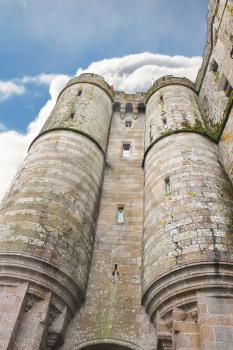 Fortress walls  abbey  of Mont Saint Michel. Normandy, France