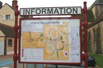 information board outside in Verneuil-sur-Avre. France