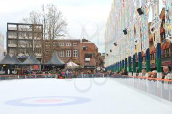 People wait for the opening of the rink in the Dutch city of Eindhoven. Netherlands
