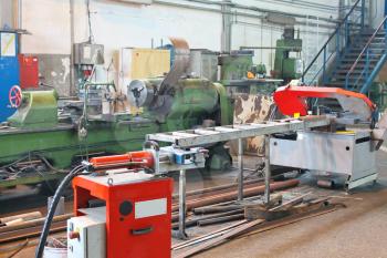 Machine is in production workshop of the plant