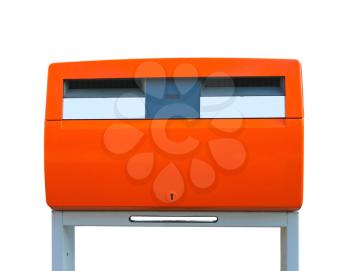 Dutch public mailbox orange  isolated on white. Netherlands