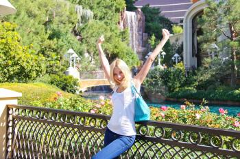 Vacation in Las Vegas. Happy girl in the park