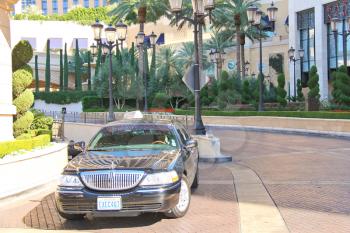 LAS VEGAS, NEVADA, USA - OCTOBER 20 : Taxi car in anticipation of passengers stands near the hotell on October 20, 2013 in Las Vegas