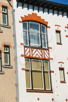 Colorfully decorated house facade in Dordrecht. Netherlands