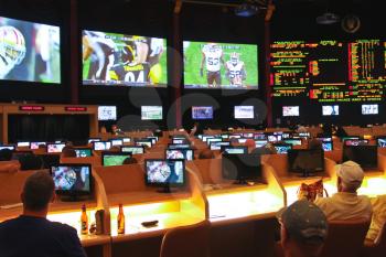 LAS VEGAS, NEVADA, USA - OCTOBER 20 : Sport betting at Caesar's Palace  on October 20, 2013 in Las Vegas, Caesar's Palace hotel opened in 1966 and has a Roman Empire theme.