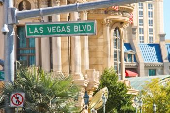 LAS VEGAS, NEVADA, USA - OCTOBER 21, 2013 : Signpost on the Las Vegas
