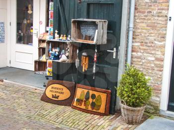 HEUSDEN,THE NETHERLANDS - FEBRUARY 18, 2012 : Showcase souvenir shop in the Dutch town of Heusden. The city is located in the province of North Brabant