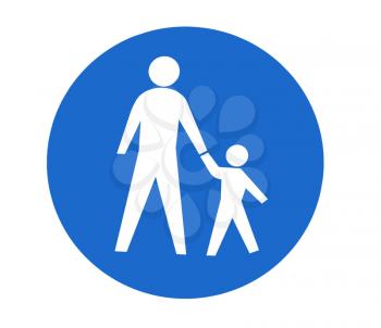 Traffic sign for pedestrians on a white background