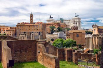 Picturesque ruins in the center of Rome, Italy 