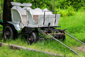Wagon in the yard of the rural house in Ukraine 