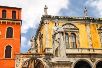 Monument of Dante Alighieri on the Piazza della Signoria in Verona, Italy