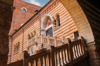 Staircase of reason in courtyard  the Palazzo della Ragione in Verona, Italy