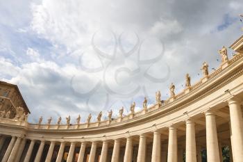 Statues on the Colonnade of St. Peter's Basilica. Vatican City, Rome, Italy