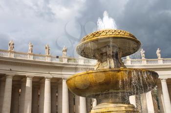 Fountain in St. Peter's Square at the Vatican. Rome, Italy