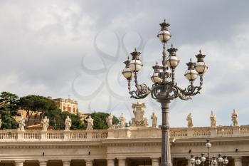 Lantern on St. Peter's Square at the Vatican. Rome, Italy 