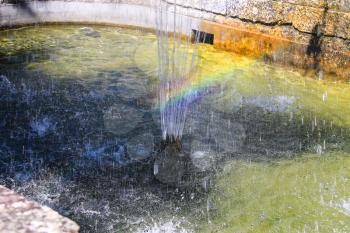 Rainbow in the old city fountain