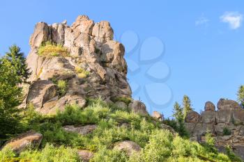 Mountain - fortress in the historical and cultural reserve Tustan. Ukraine