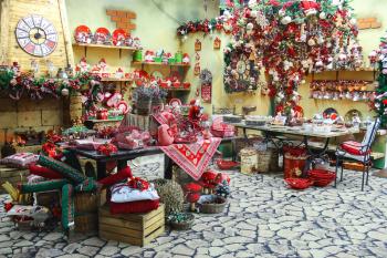 Taneto, Italy - December 27, 2014: Great Cristmas market Villaggio di Babbo Natale in the garden center Mondoverde. Taneto, Italy