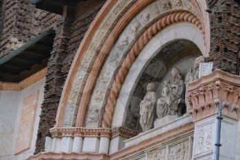 Sculpture at the Basilica of San Petronio in Bologna. Italy