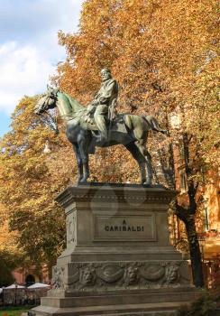 Equestrian statue of Giuseppe Garibaldi in Bologna. Italy